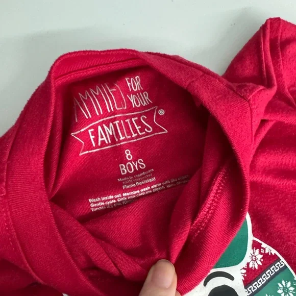 Jammies For Families - Xmas Snowman Pajama Set - Red and Green - Youth size 8 - Picture 2 of 3